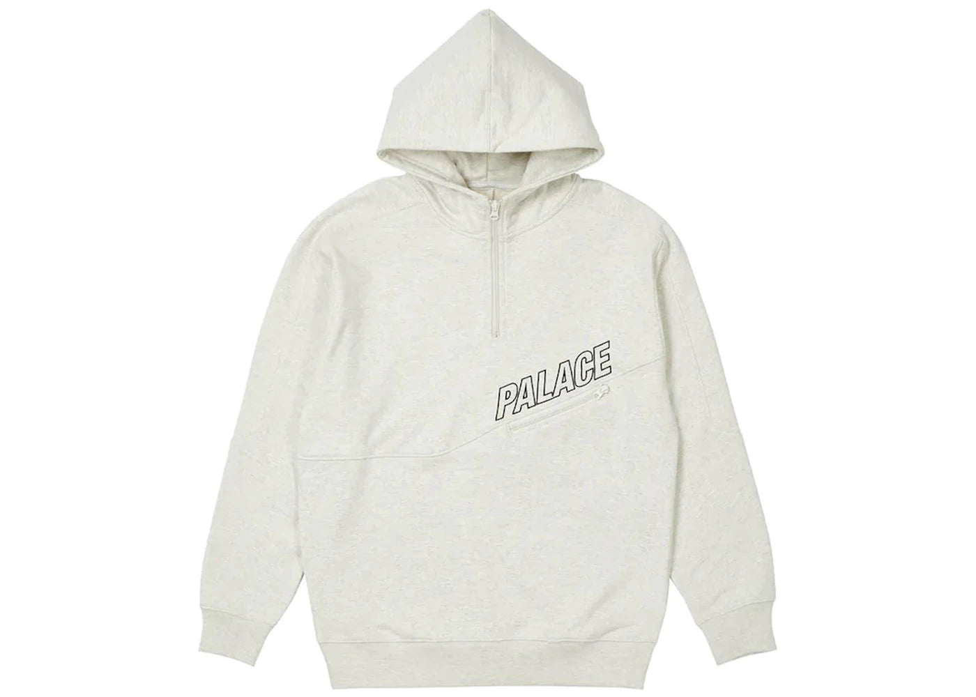 Palace Slant 1/4 Zip Hood Light Grey Marl