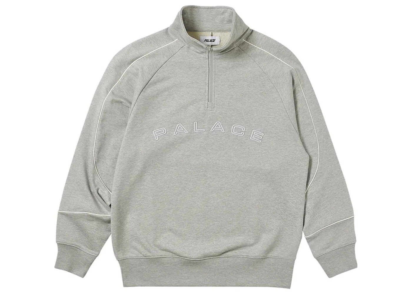 Palace Sport Piped 1/4 Zip Grey Marl