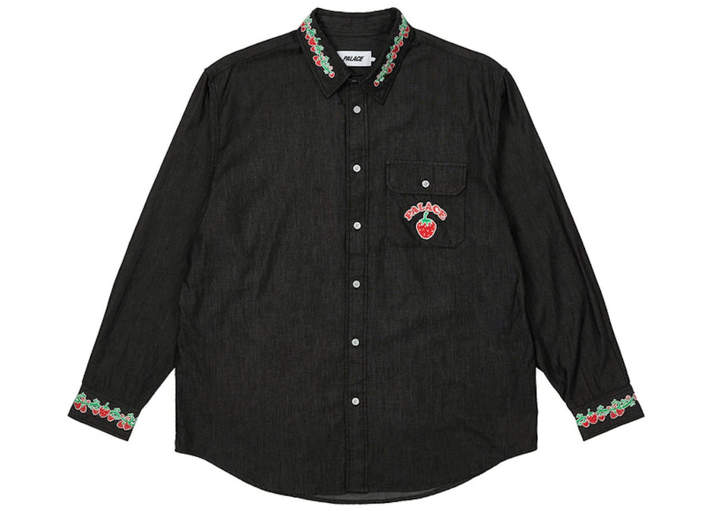 Palace Strawberry Embroidery Denim Shirt Black