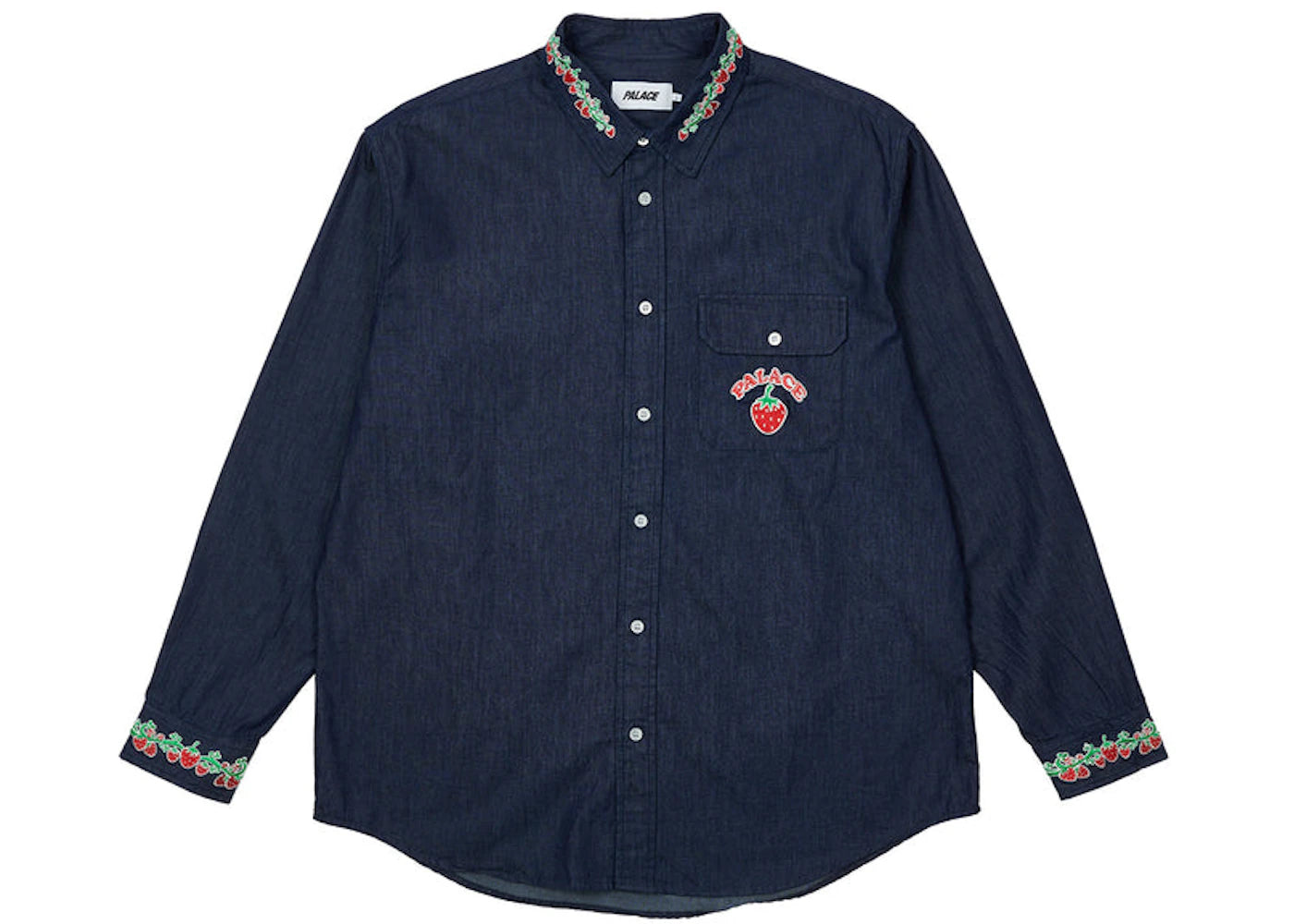 Palace Strawberry Embroidery Denim Shirt Indigo