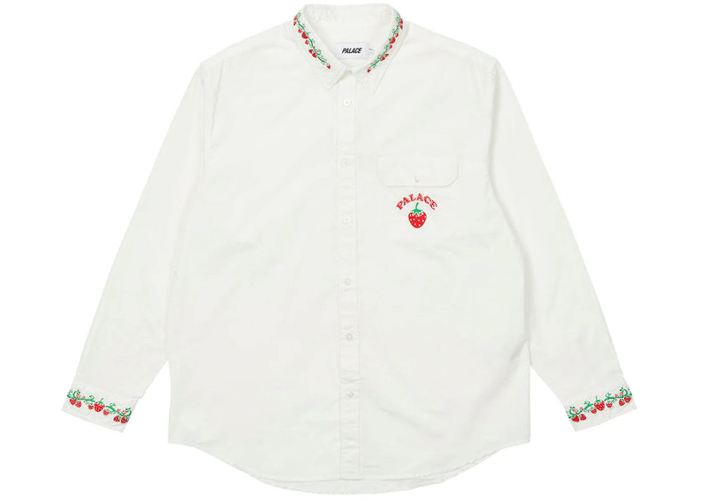 Palace Strawberry Embroidery Denim Shirt White