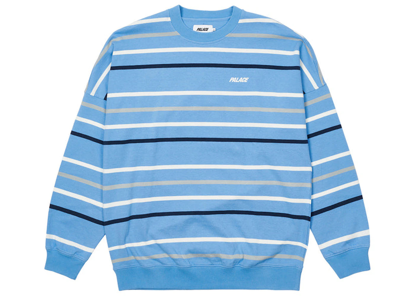 Palace Stripe Drop Shoulder Crew Blue