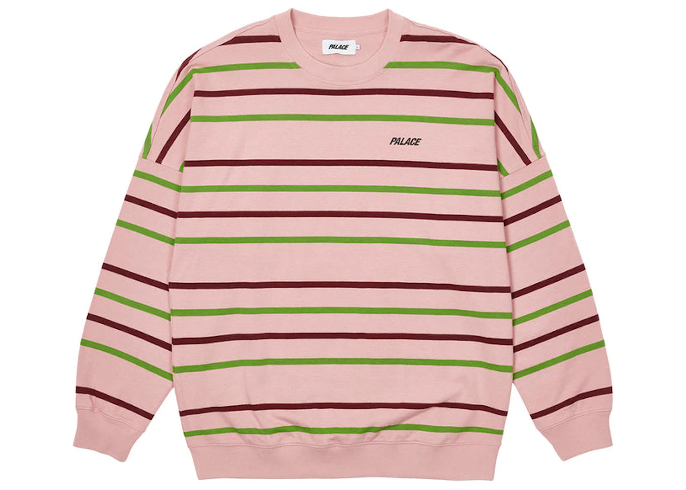 Palace Stripe Drop Shoulder Crew Pink