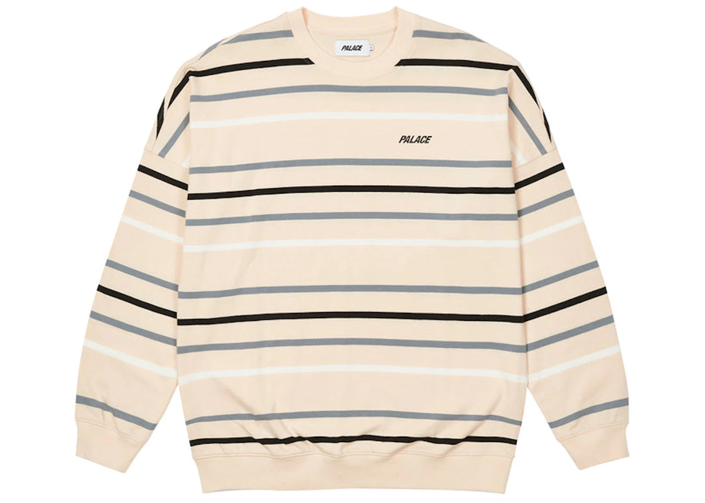 Palace Stripe Drop Shoulder Crew Stone