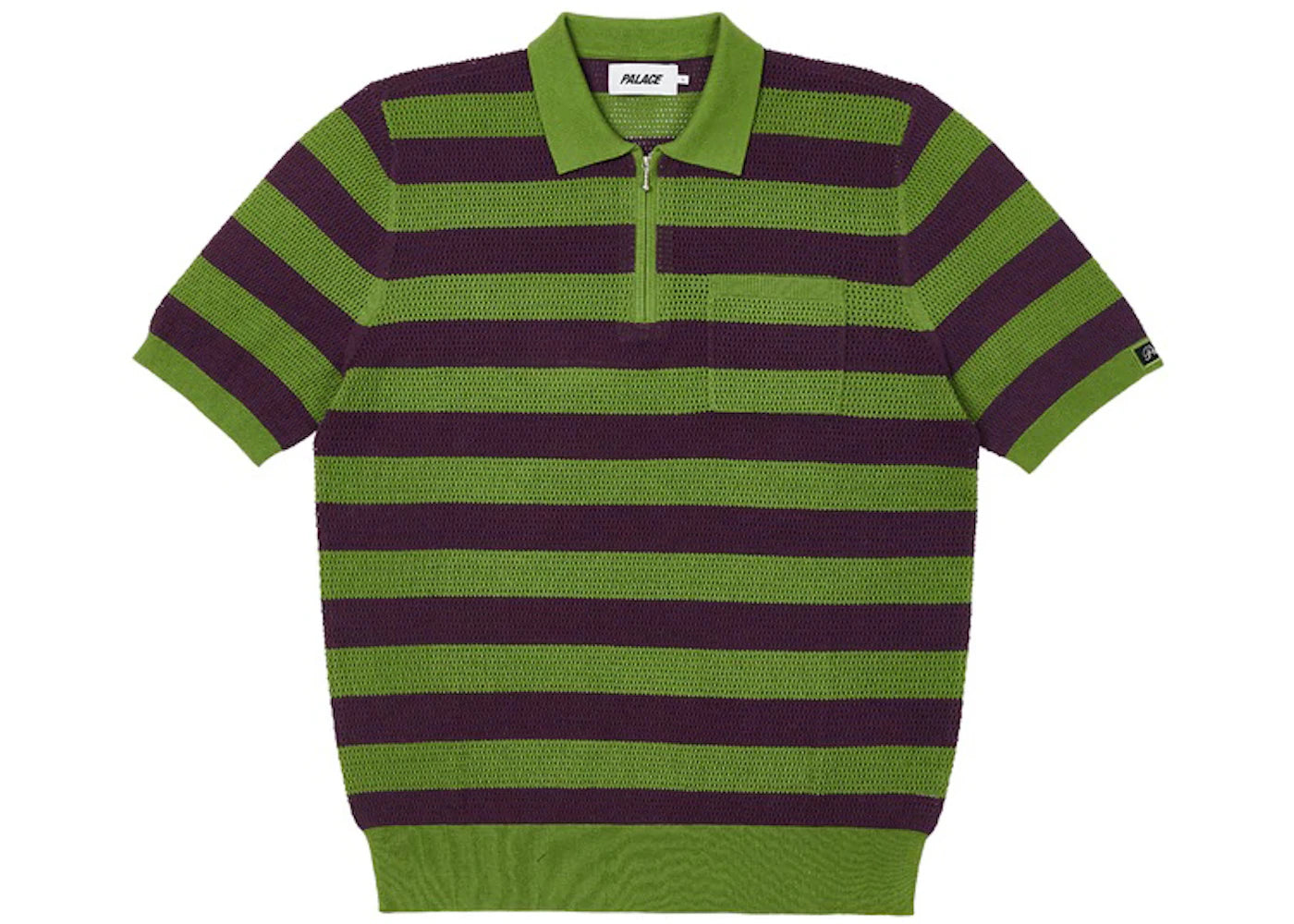 Palace Stripe Mesh Polo Green/Purple
