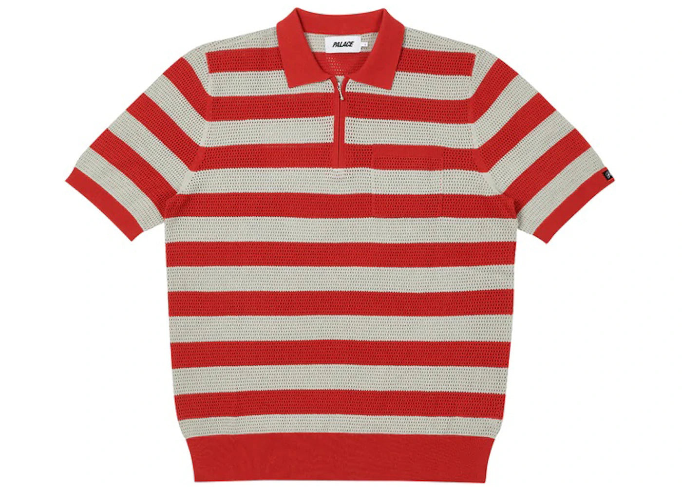 Palace Stripe Mesh Polo Red/Grey