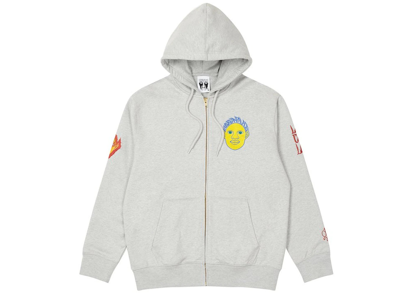 Palace Suburban Bliss Elf Head Patch Zip Hood Grey Marl
