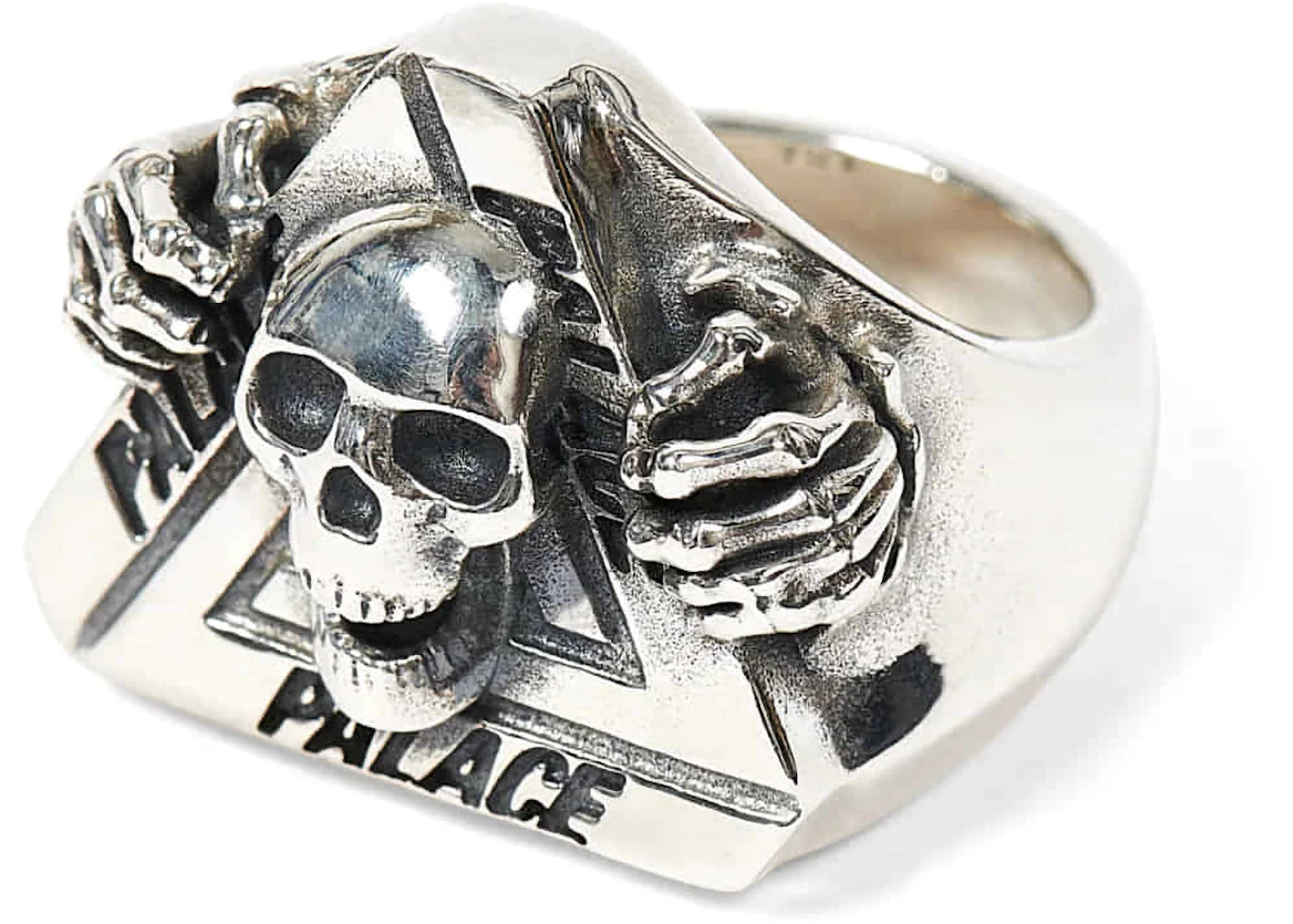 Palace TGF Tri-Skull Ring Silver
