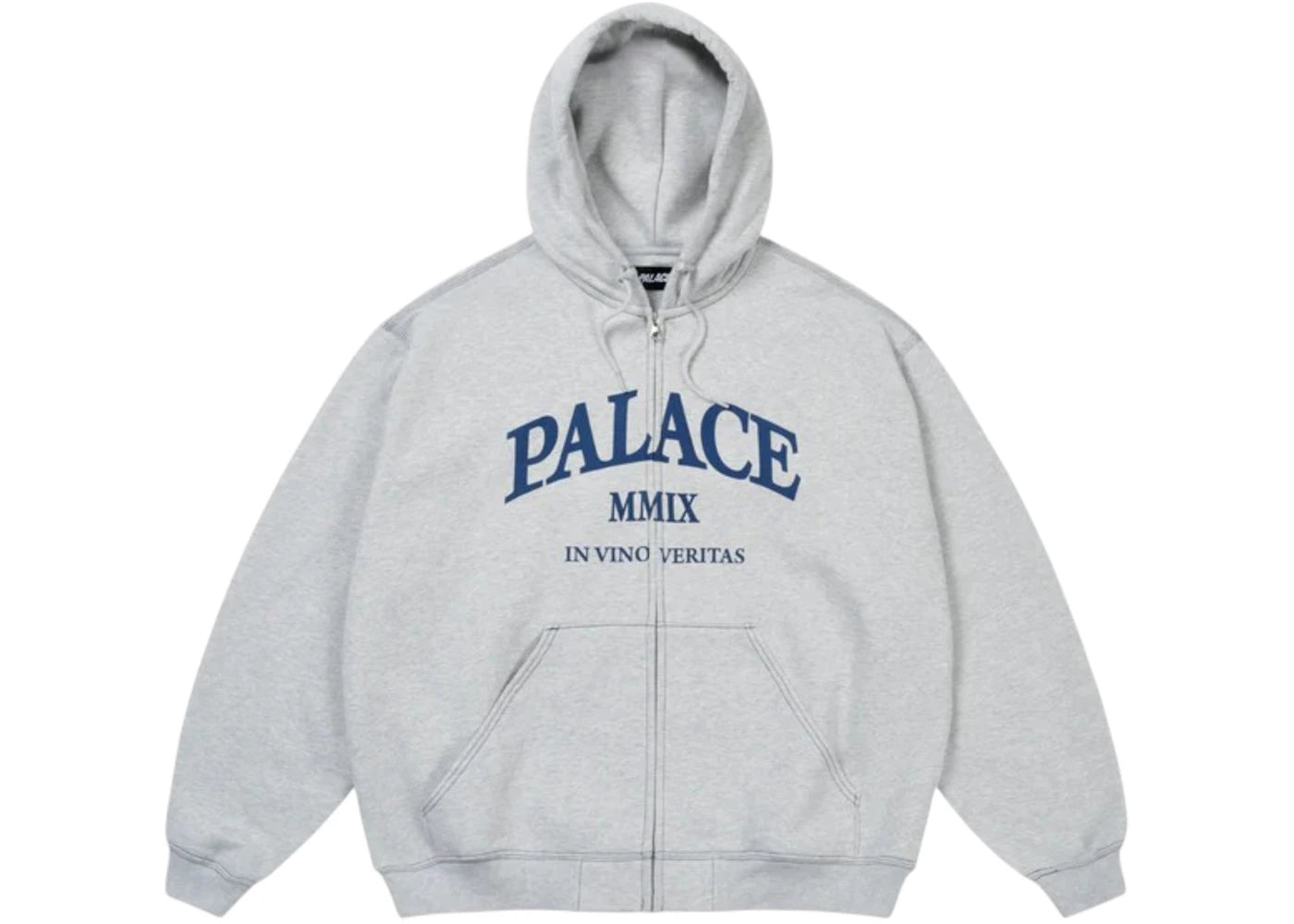Palace Triple Stitch Veritas Zip Hood Grey Marl