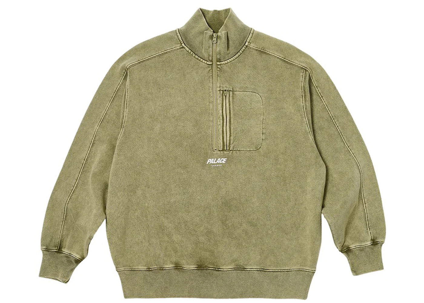 Palace Washed Terry 1/2 Zip Funnel Deep Green