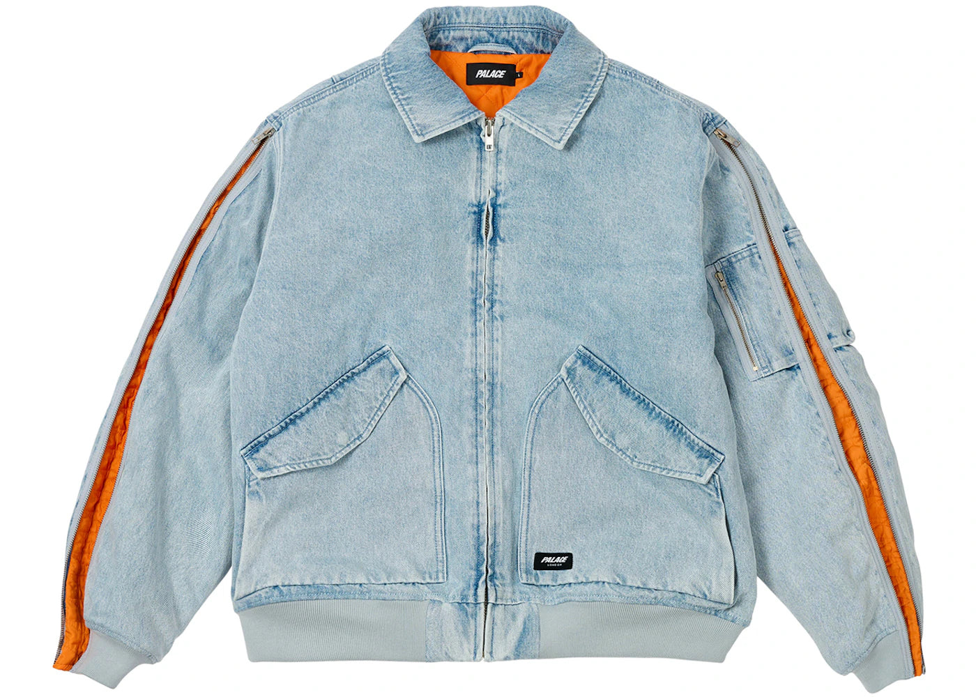 Palace Zipped MA-1 Bomber Jacket Stone Wash