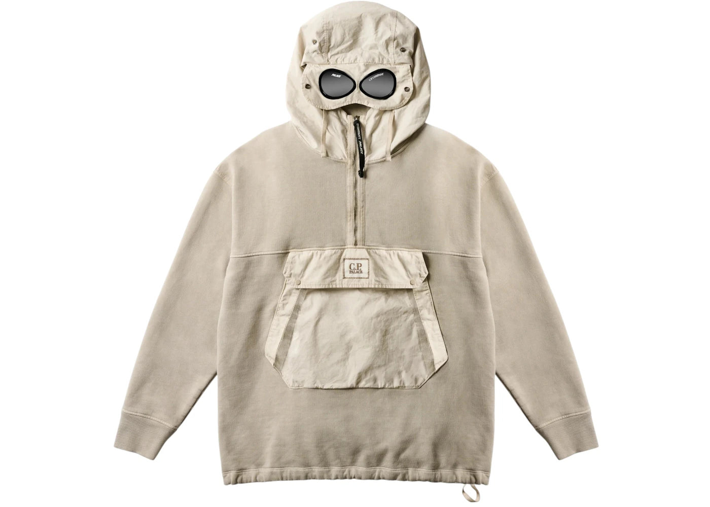 Palace x C.P. Company Fleece Old Goggle Hood Stone