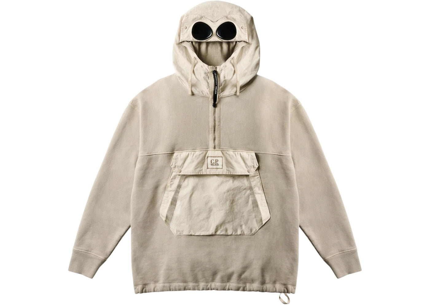 Palace x C.P. Company Fleece Old Goggle Hood Stone