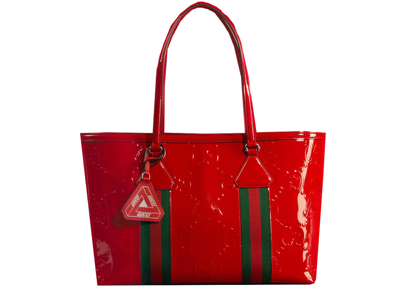 Palace x Gucci Embossed GG Jumbo Patent Leather Tote Bag Dark Red