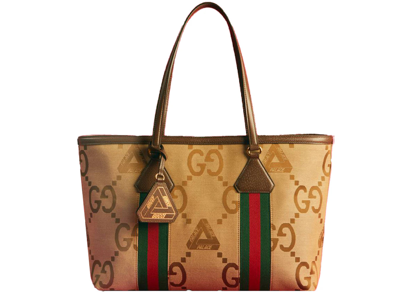 Palace x Gucci GG Jumbo Canvas Web Detail Tote Bag Beige