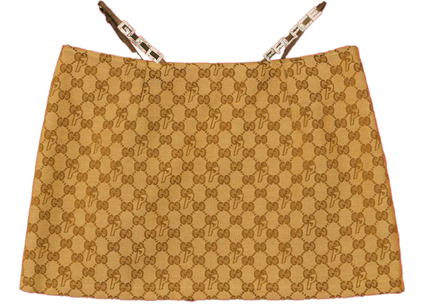 Palace x Gucci GG-P Canvas With Lace And Crystal Mini Skirt Beige