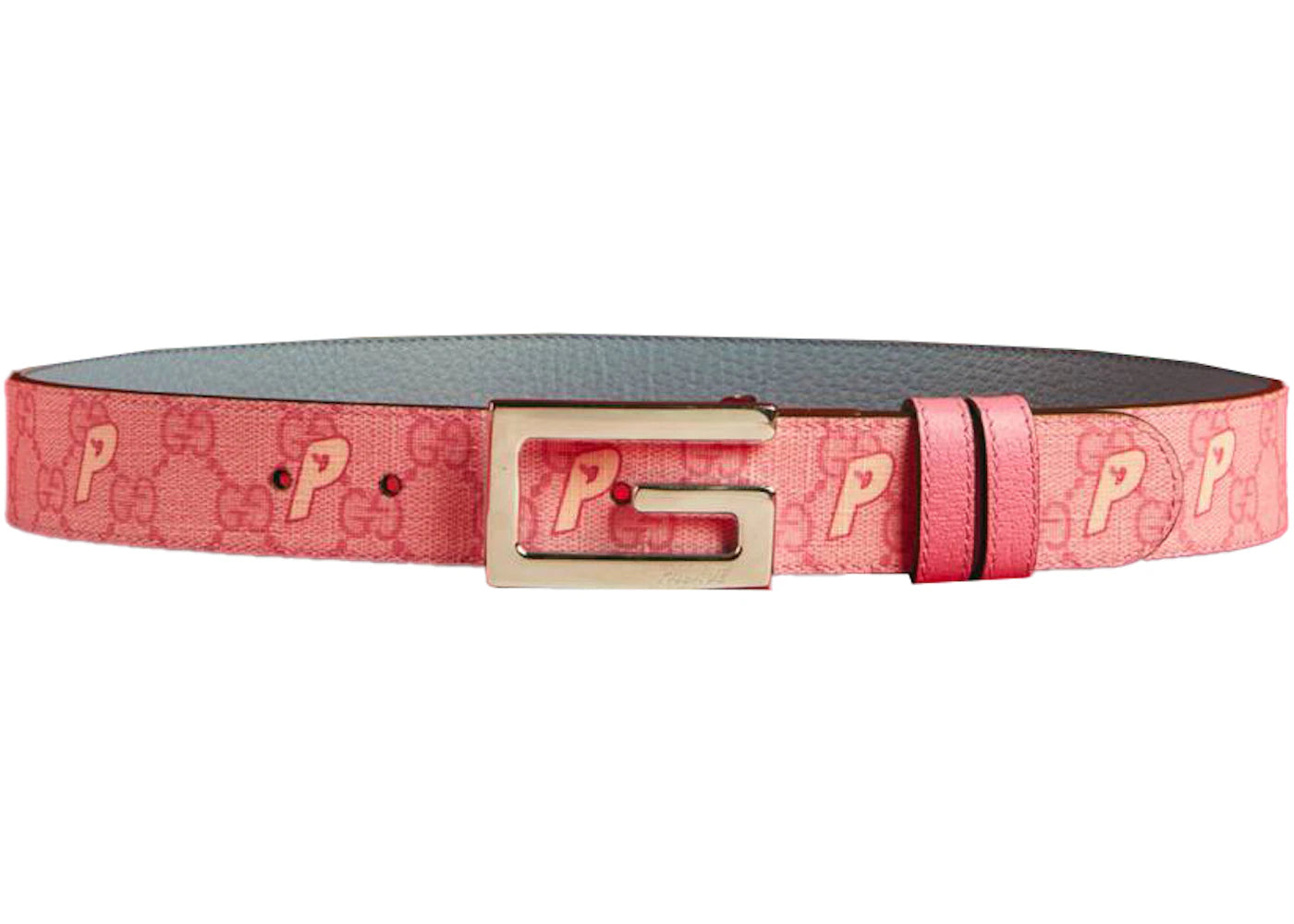 Palace x Gucci GG-P Supreme G Square Buckle Reversible Belt Pale Pink/Pale Blue