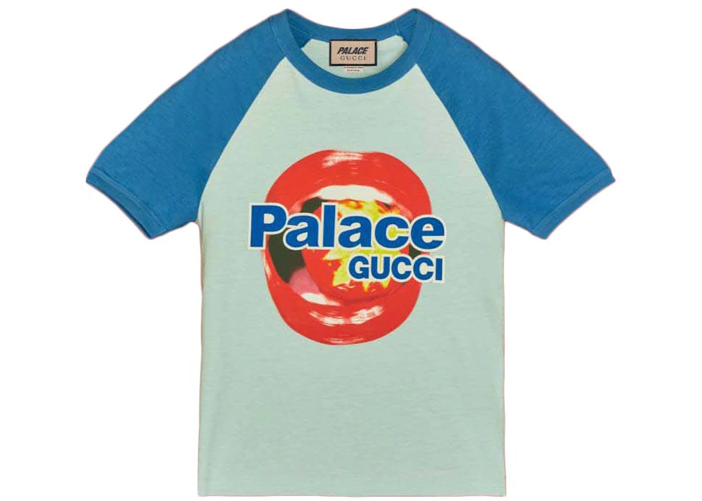 Palace x Gucci Printed Cotton Jersey T-shirt Light Blue