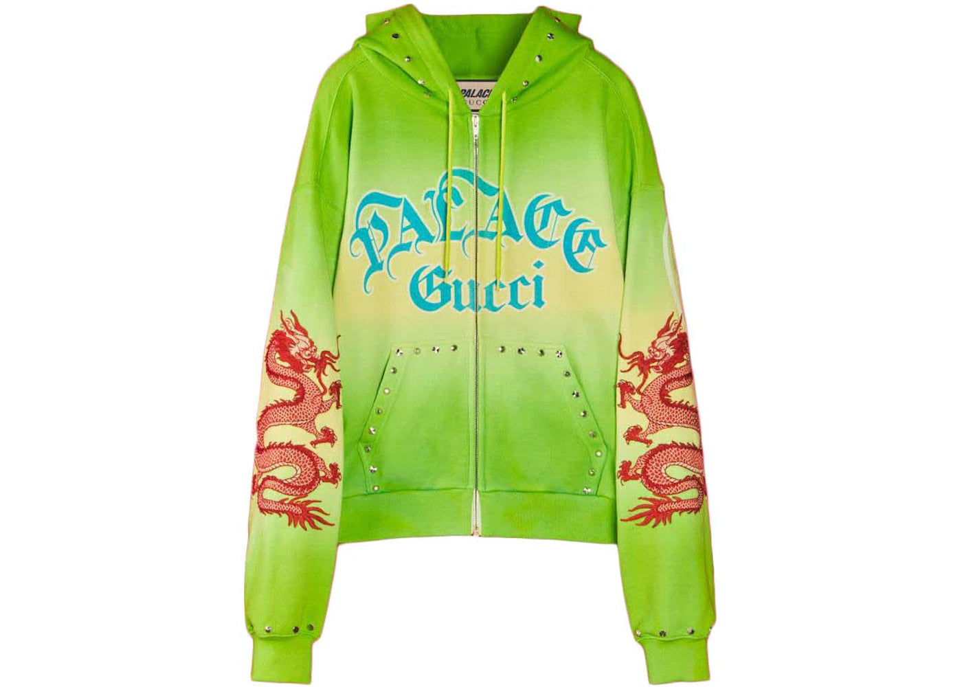 Palace x Gucci Studded and Embroidered Tie-Dye Sweatshirt Green