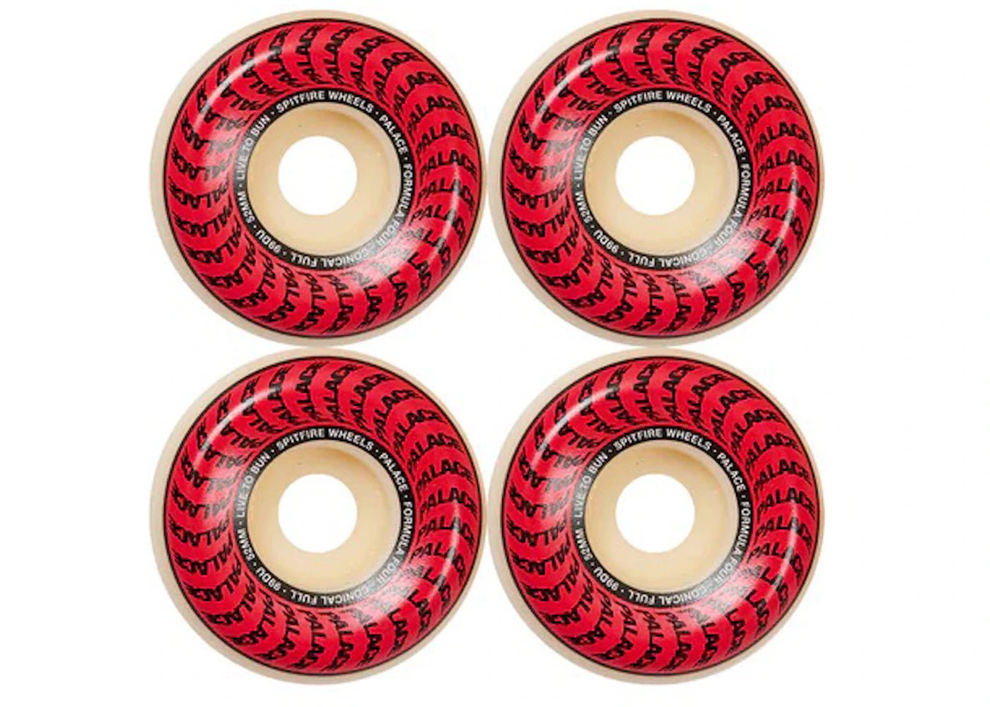 Palace x Spitfire Conical Full Formula Four Natural 52mm Wheels White/Red