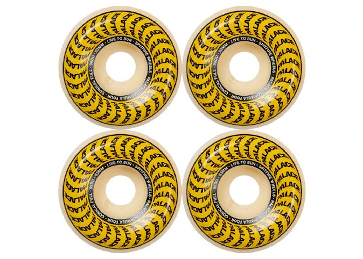 Palace x Spitfire Conical Full Formula Four Natural 53mm Wheels White/Yellow