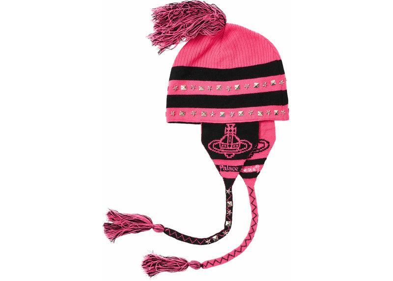 Palace x Vivienne Westwood Orb Knit Earflap Beanie Pink/Black