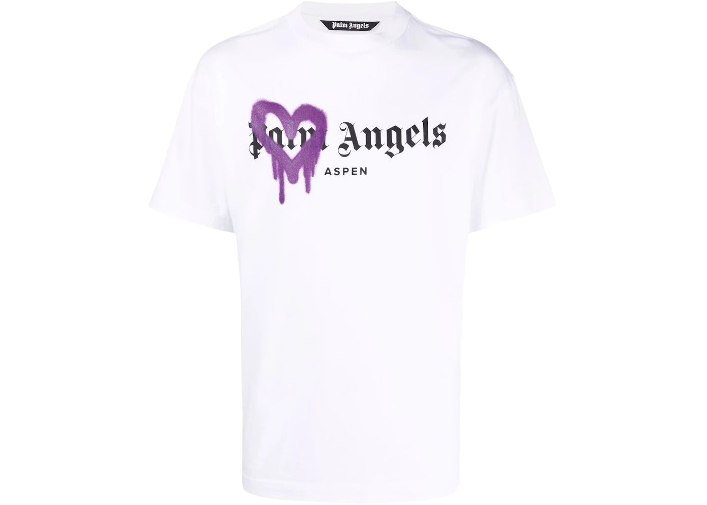 Palm Angels Aspen Heart Sprayed Logo T-Shirt White/Purple/Black