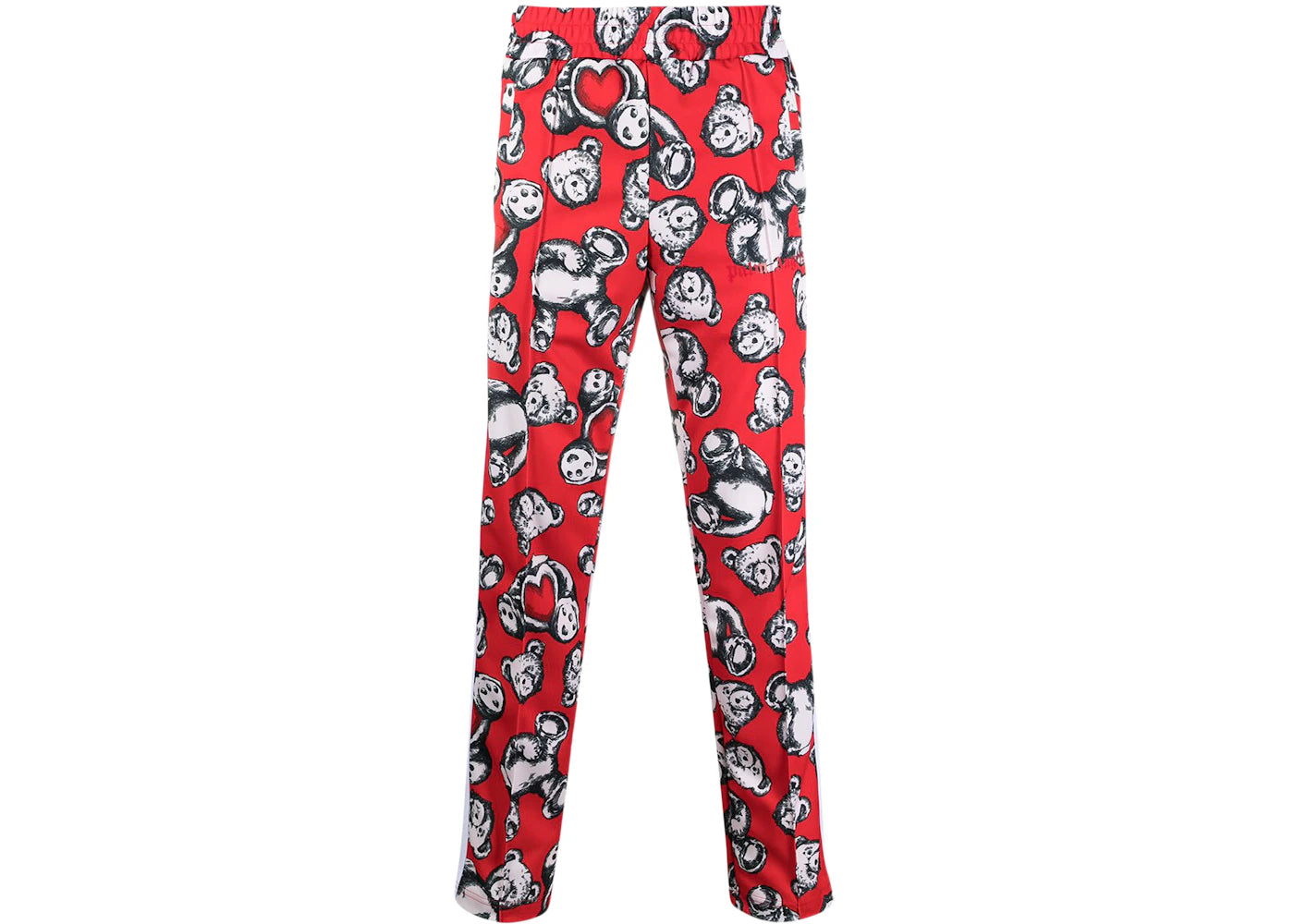 Palm Angels Bear Print Side Stripe Track Pants Red/White/Black