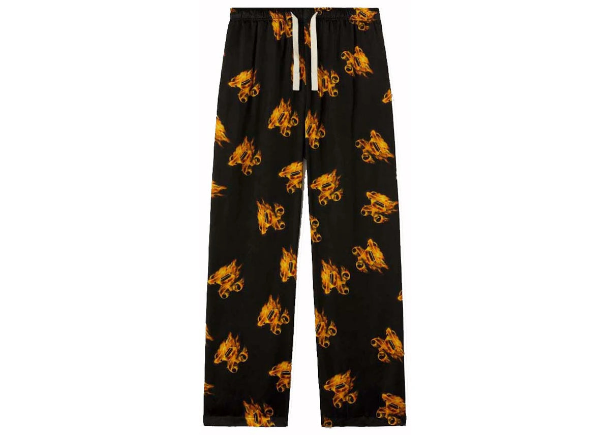 Palm Angels Burning Monogram Loose Pants Black/Gold