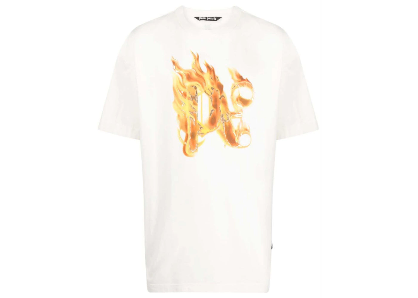 Palm Angels Burning Monogram-Print T-Shirt White/Burnt Orange