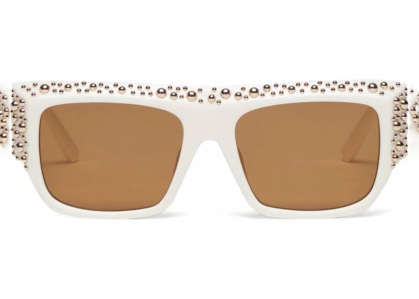 Palm Angels Casablanca Studded Square-Frame Sunglasses White/Caramel (PERI008S22PLA0010160)