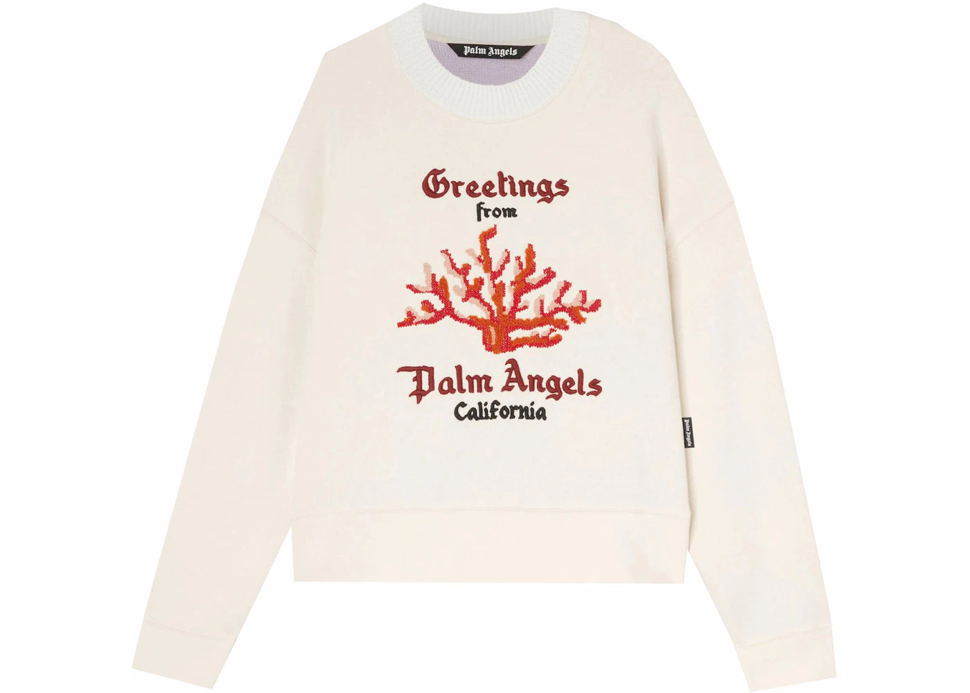 Palm Angels Coral Striped Sweatshirt Off White/Red