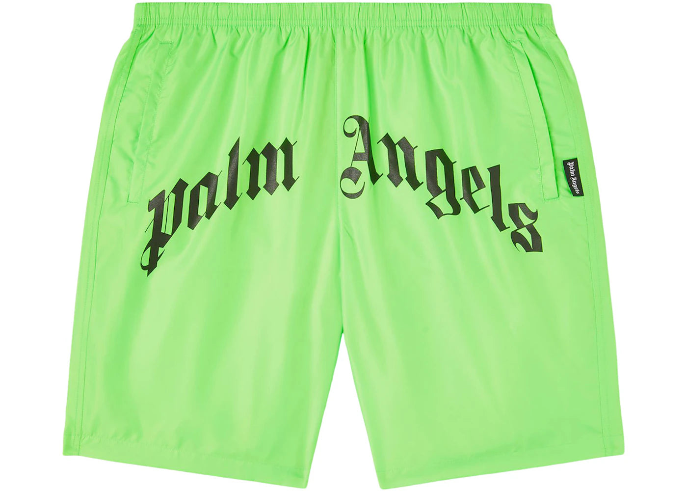 Palm Angels Curved Logo Bold Swim Shorts Green Fluo/Black