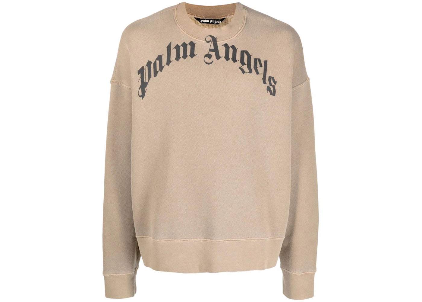 Palm Angels Curved Logo Crewneck Beige/Black