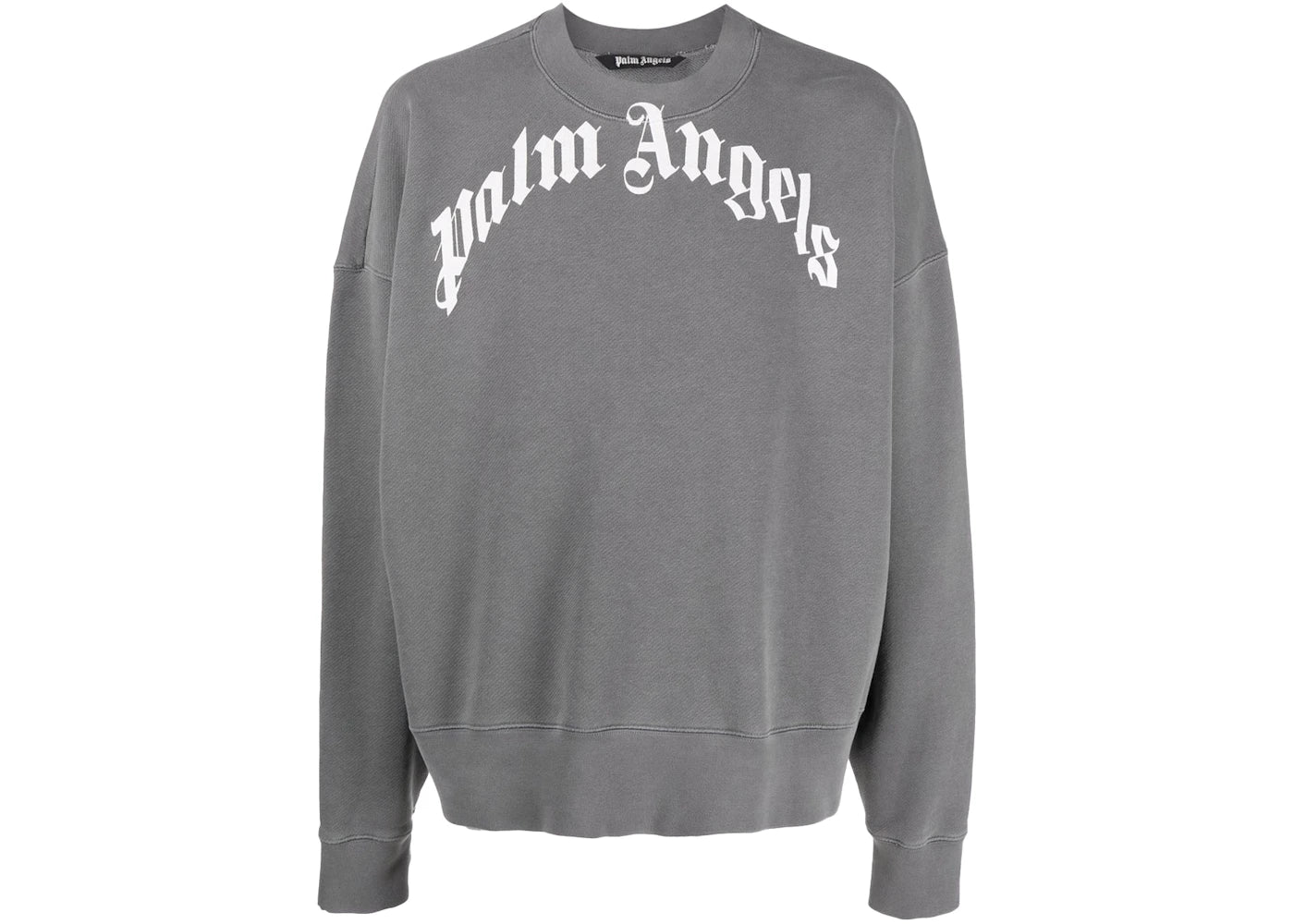 Palm Angels Curved Logo Crewneck Dark Grey/White (SS22)