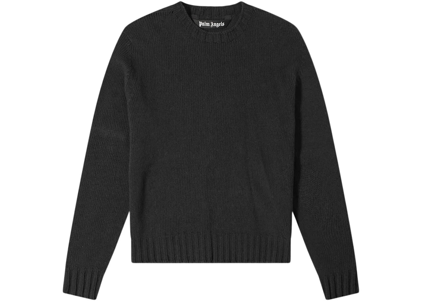 Palm Angels Curved Logo Knitted Crewneck Black/White