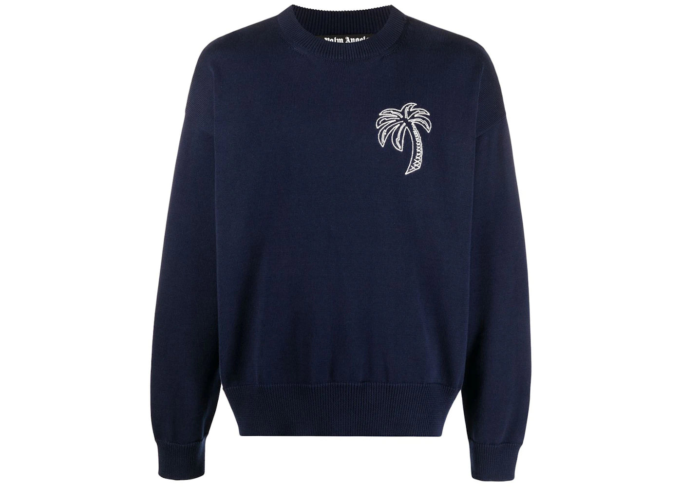 Palm Angels Embroidered Palm Tree Sweatshirt Navy/White