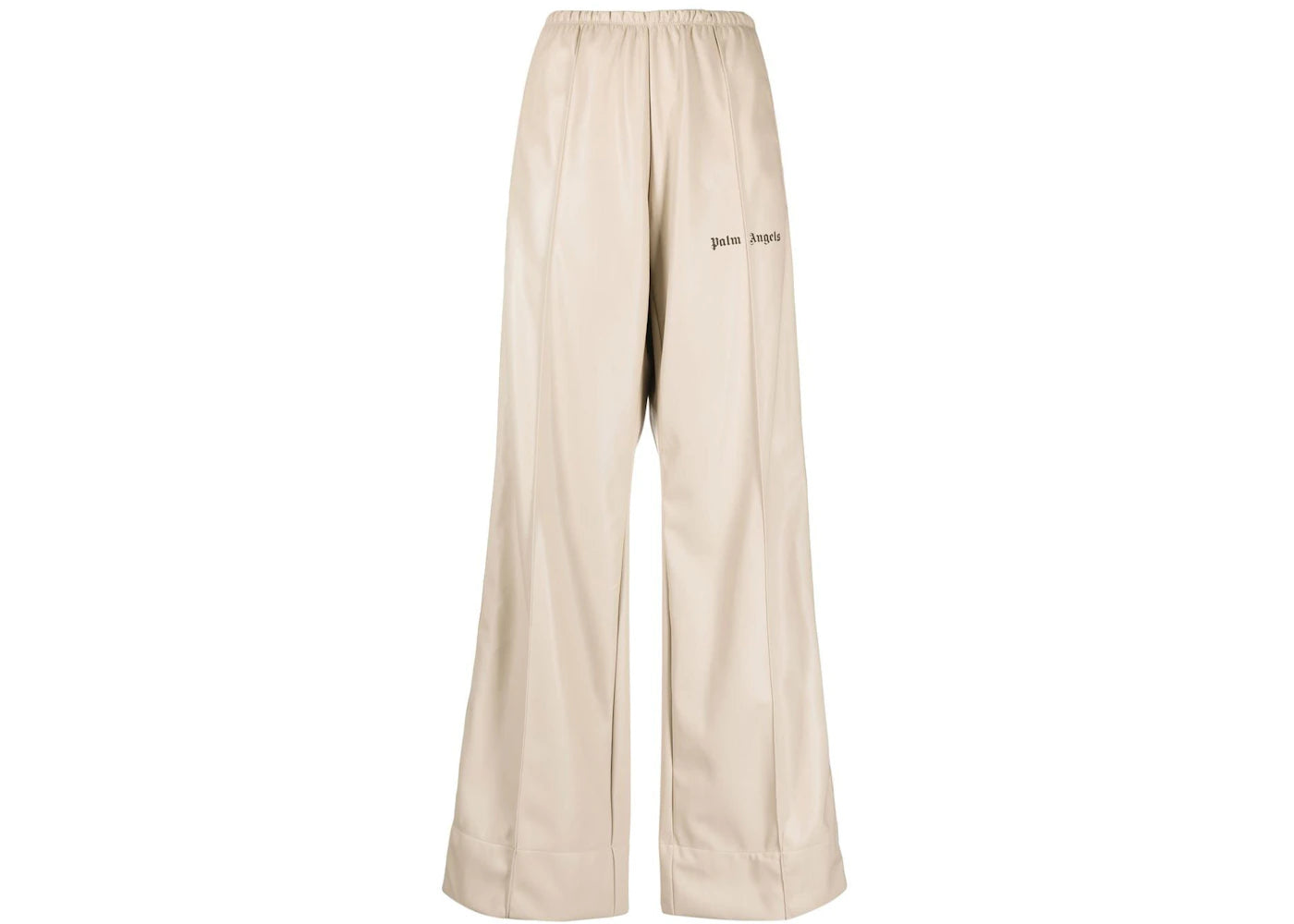 Palm Angels Faux Leather Wide Leg Track Pants Light Beige
