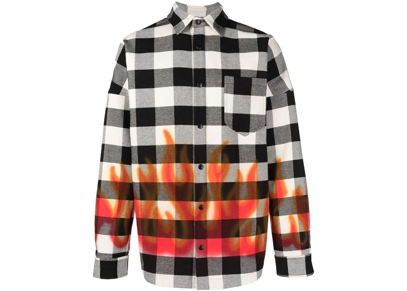 Palm Angels Flames Flannel Overshirt White/Black