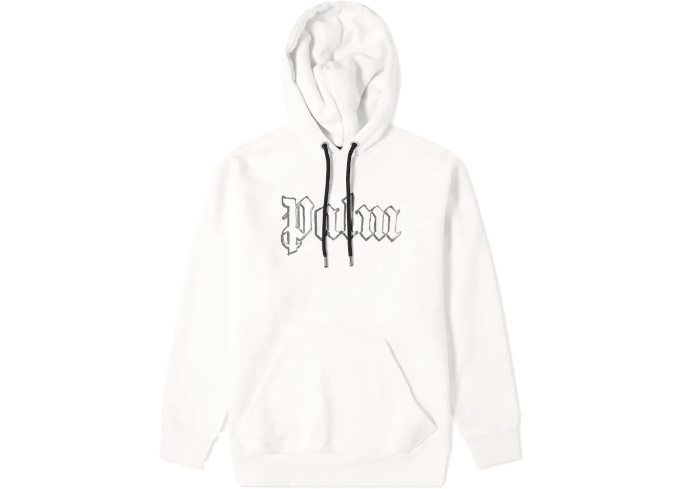 Palm Angels Front and Back Logo Popover GID Hoodie White