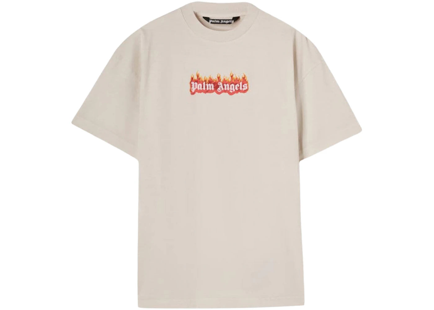Palm Angels Garment Dye Burning Logo Classic T-Shirt Off White/Black