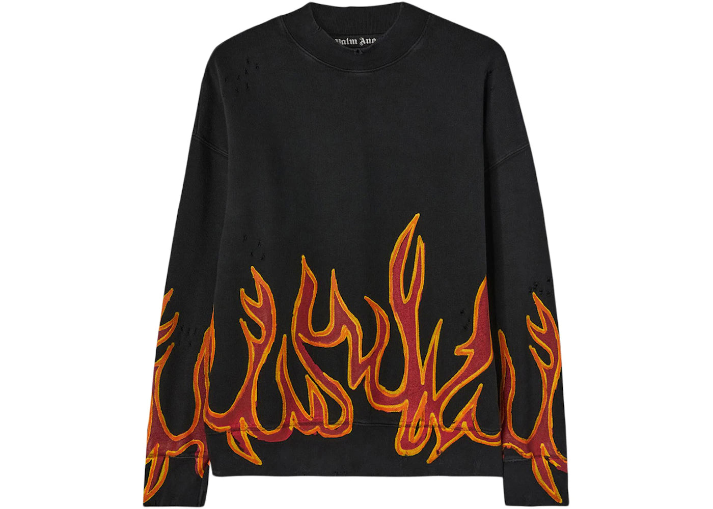 Palm Angels Garment Dye Graffiti Flames Sweatshirt Black/Red