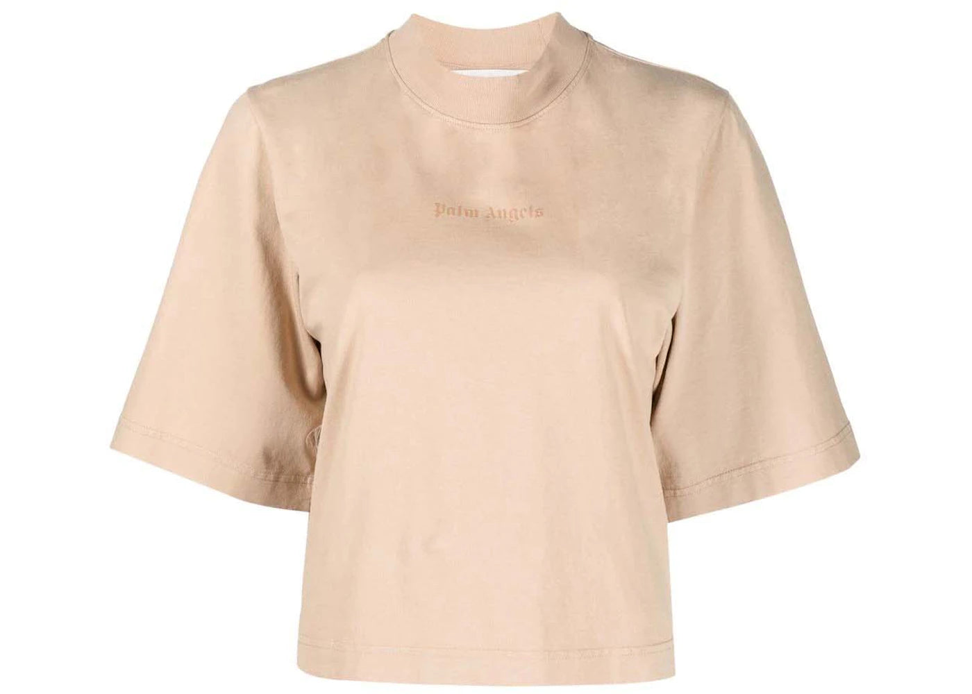 Palm Angels Gd Reversed Logo Cropped Tee Beige