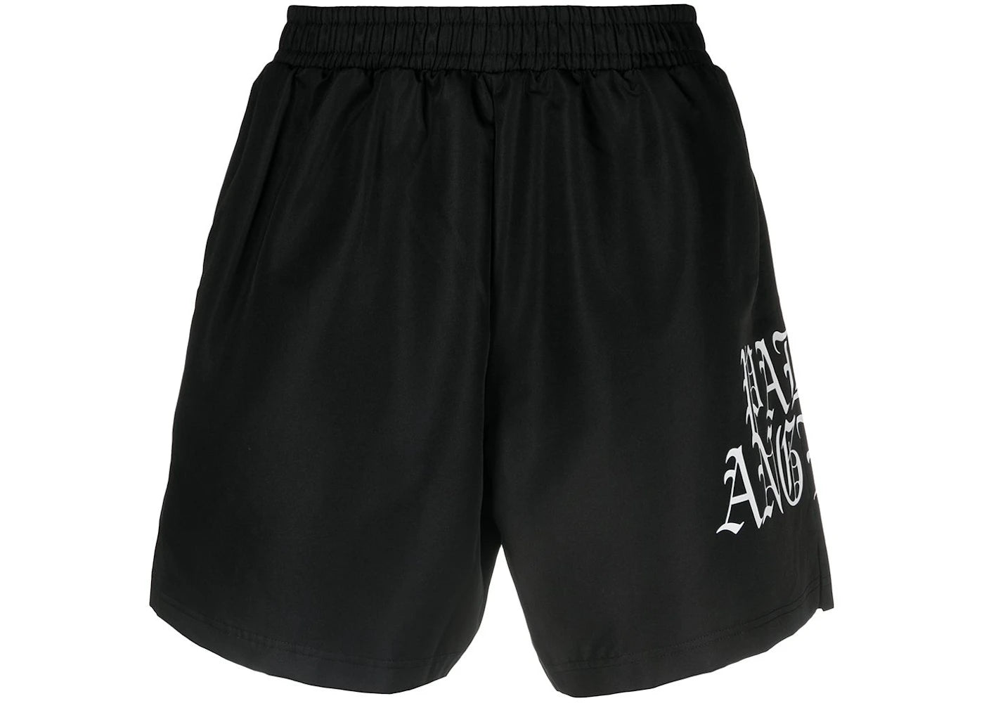 Palm Angels Gothic Logo Print Swimming Shorts Black White