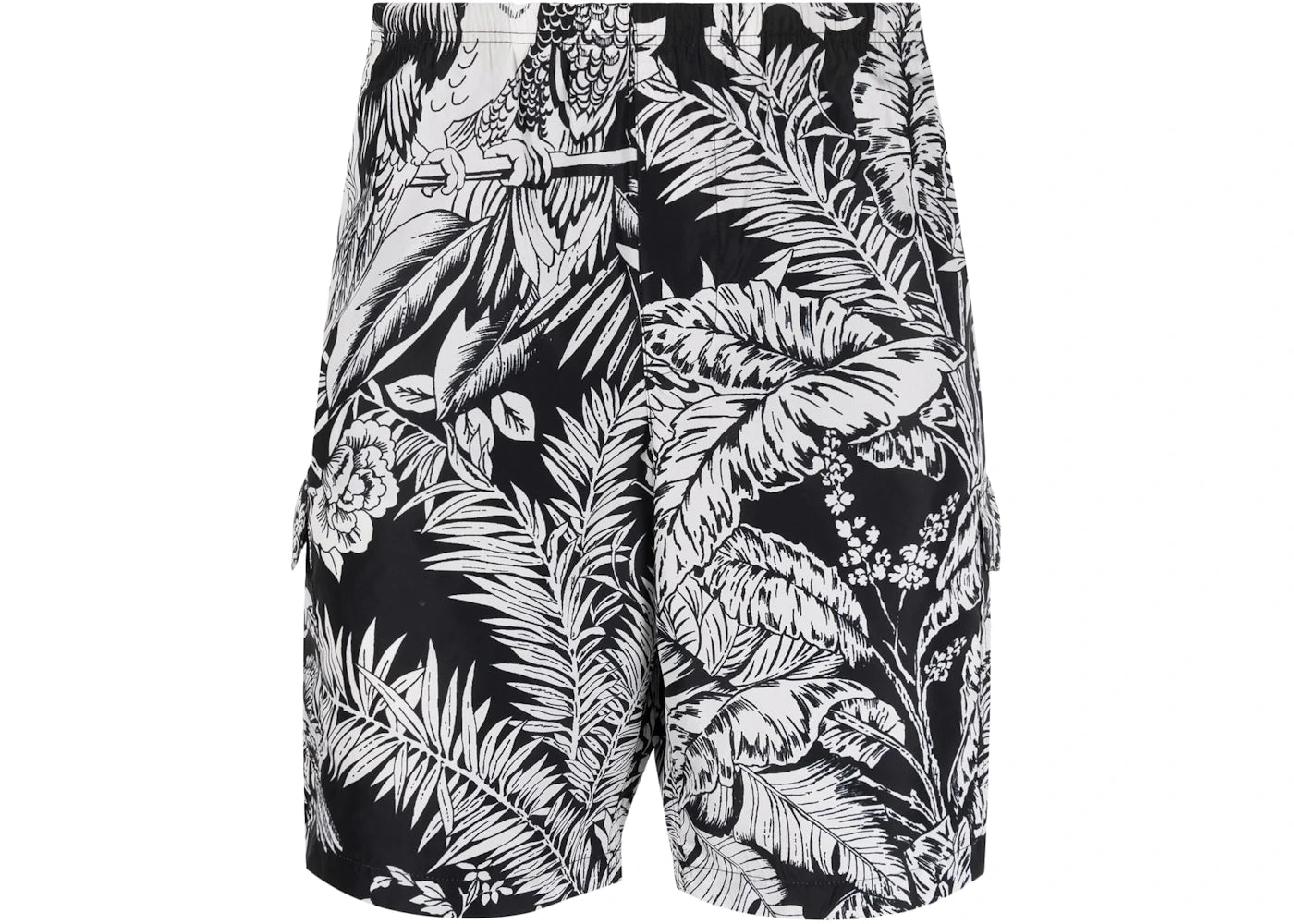 Palm Angels Jungle Parrots Swim Shorts Black/White