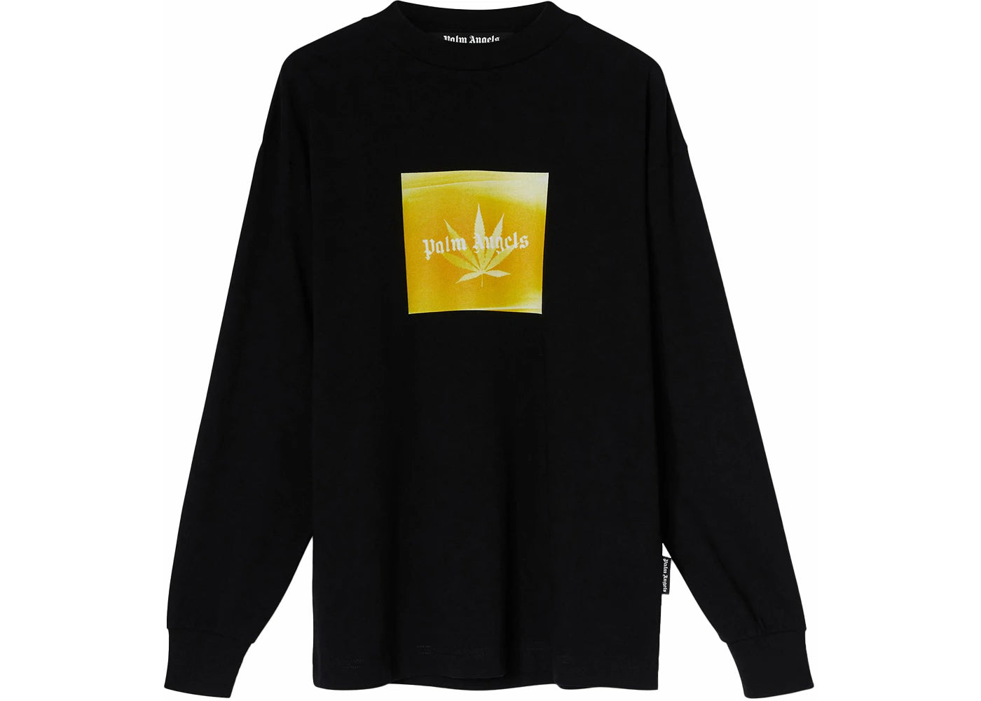 Palm Angels Leaf Print Logo Longsleeve T-Shirt Black/Yellow