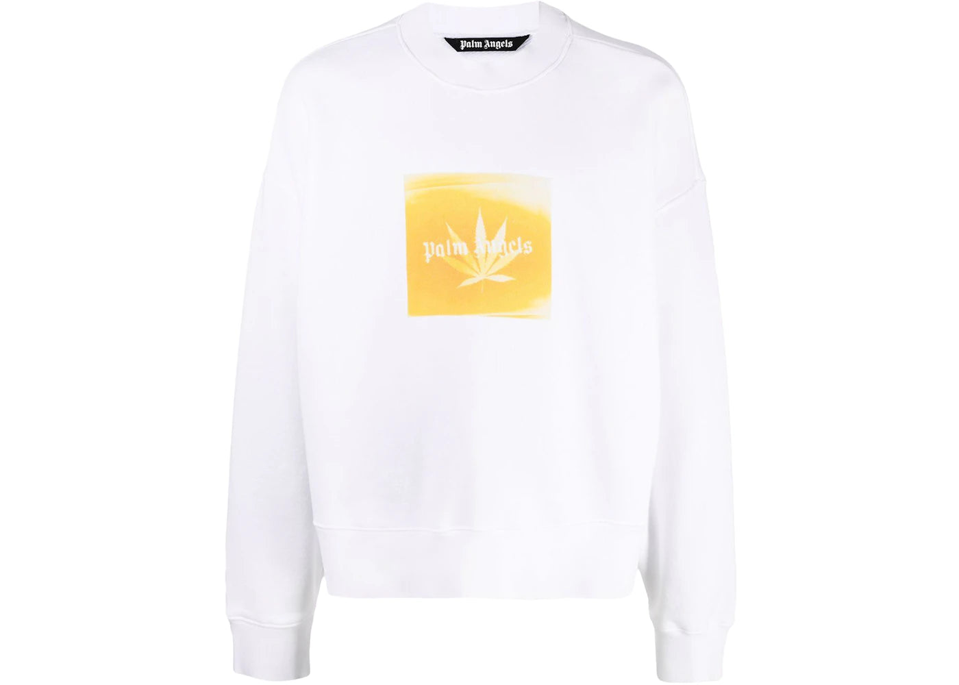 Palm Angels Leaf Print Logo Sweatshirt White/Yellow