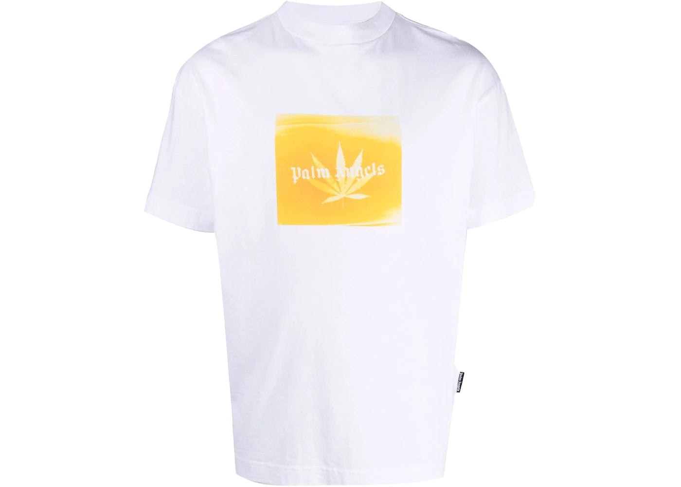 Palm Angels Leaf Print Logo T-Shirt White/Yellow