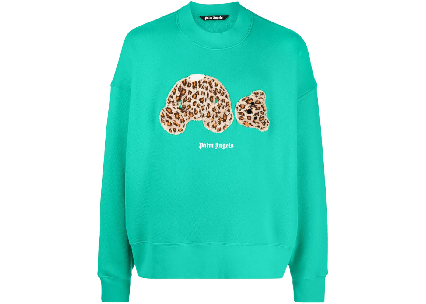 Palm Angels Leopard Bear Sweatshirt Forest Green/Brown