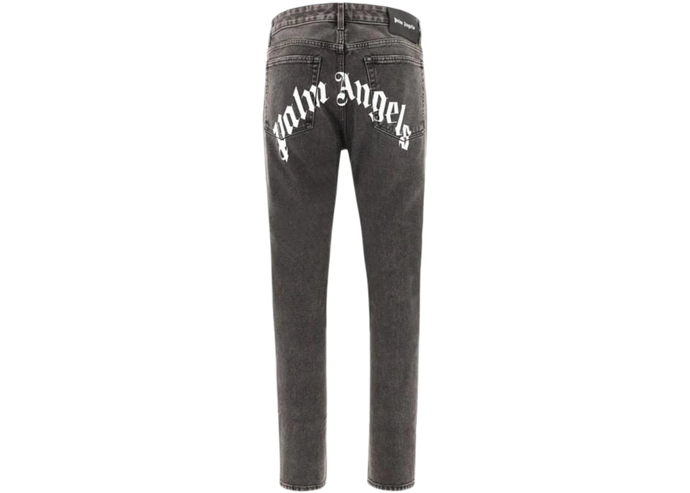 Palm Angels Logo Denim Straight Leg Jeans Black/White